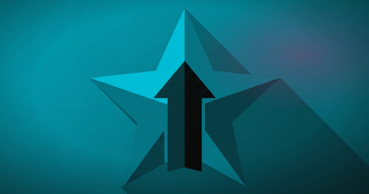 A star with an upward arrow pointing from its center, symbolizing increased reviews and growth