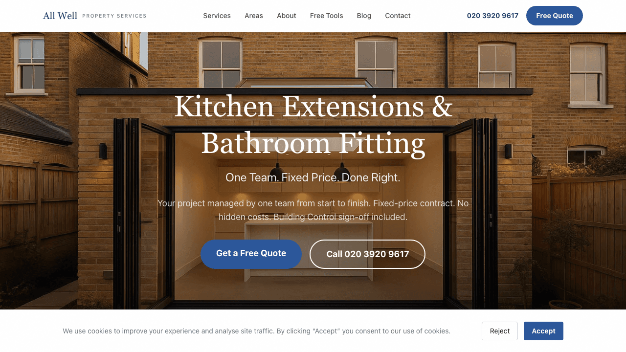 All Well Property Services website screenshot