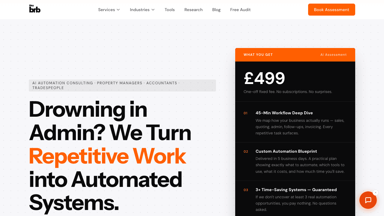 HeyBRB website screenshot